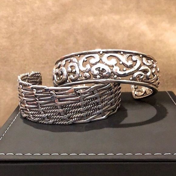 Barse Sterling Silver Scroll Cuff & Vintage Sterling Silver Modern Style Cuff - Picture 16 of 16